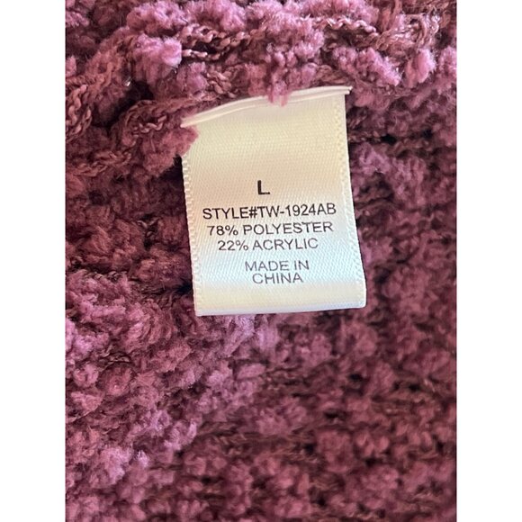 Zenana Premium Womens Hooded Popcorn Knit Sweater Large Plum Purple Polyester & - Picture 4 of 8